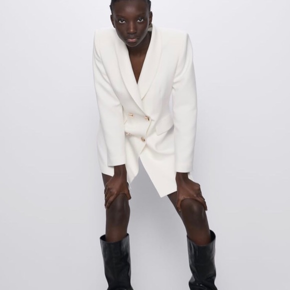 Double Breasted Buttoned Frock Blazer Dress Coat - Picture 8 of 8